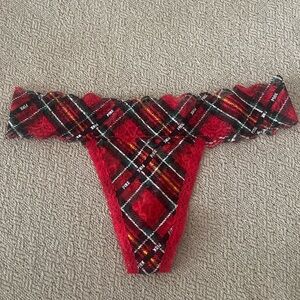 PINK plaid lace thong